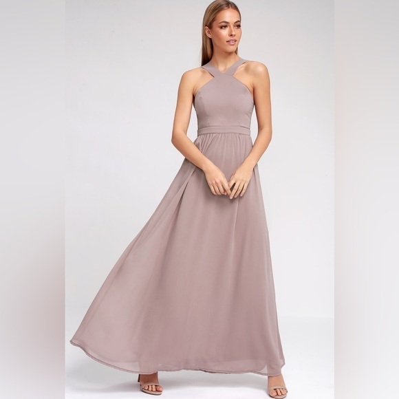 Lulu’s Air of Romance Maxi Dress Taupe Size Small - Picture 4 of 10
